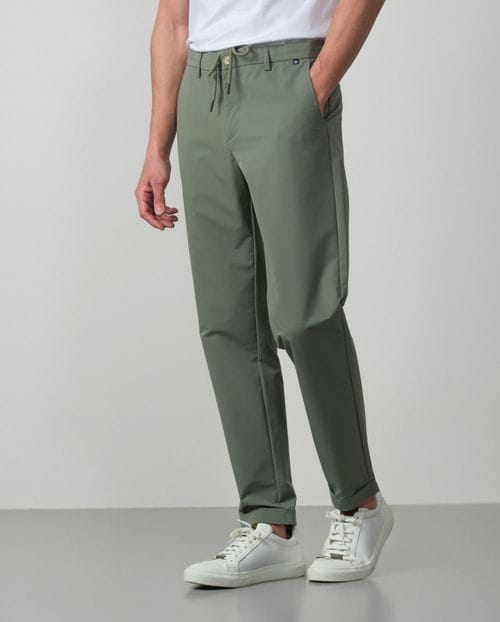 Pantalón con cordón tejido TECNICO elástico Verde - Imagen 5