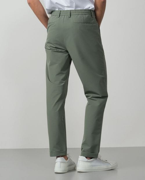 Pantalón con cordón tejido TECNICO elástico Verde - Imagen 3