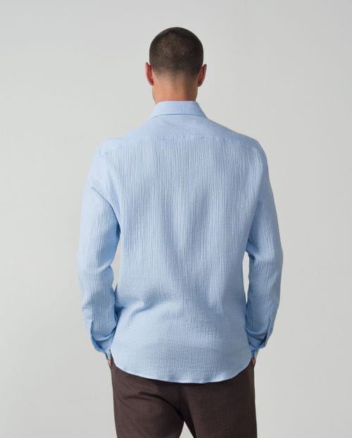 Camisa sport relaxed fit en mil rayas de seersucker algodón - Imagen 3