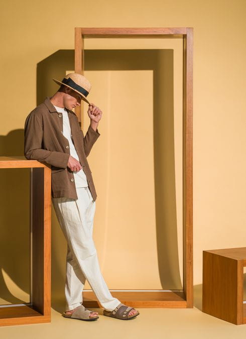 Sobrecamisa ETIEM en lino-tencel Tostado