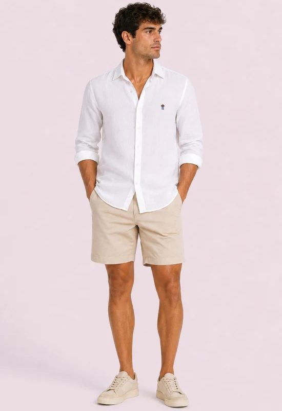 Camisa Lino Garment Dyed Blanca
