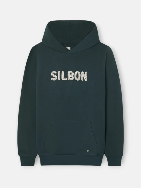 Sudadera SILBON capucha cuerda verde oscuro