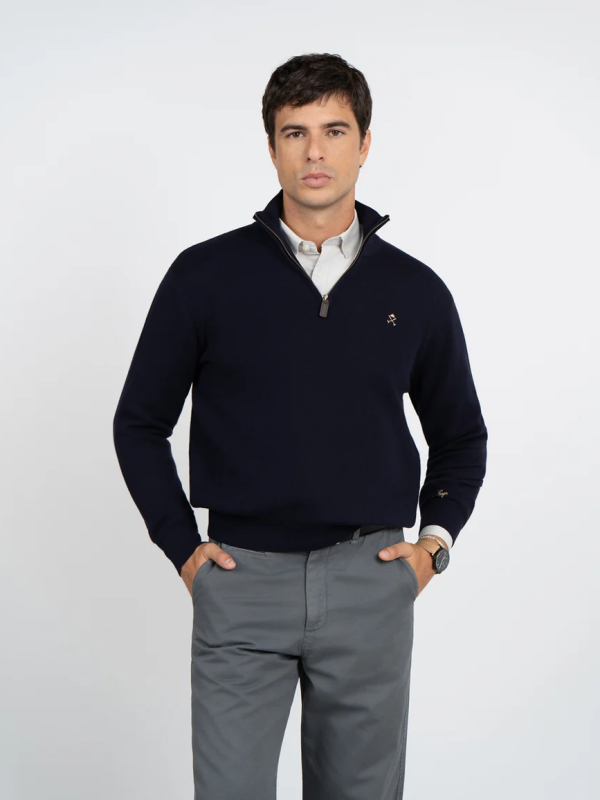 JERSEY ZIPPER NAVY BLUE