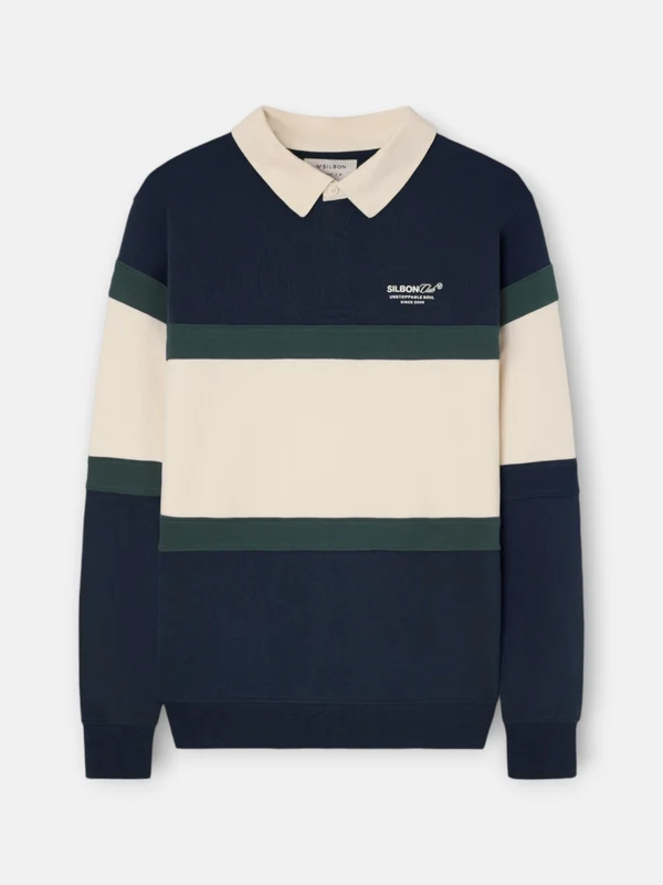 SUDADERA CUELLO POLO CLUB AZUL