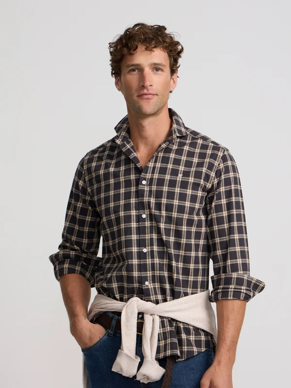 CAMISA SPORT CUADRO TARTAN MARRON