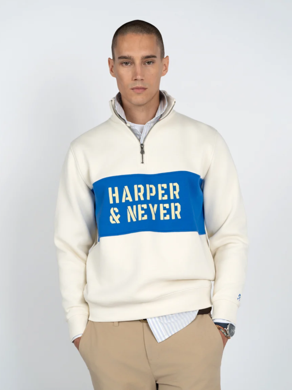 SUDADERA HALF-ZIPPER RICHMON CLOUD WHITE
