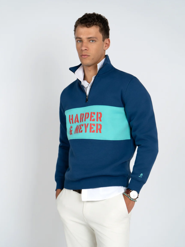 SUDADERA HALF-ZIPPER RICHMON VELVET BLUE