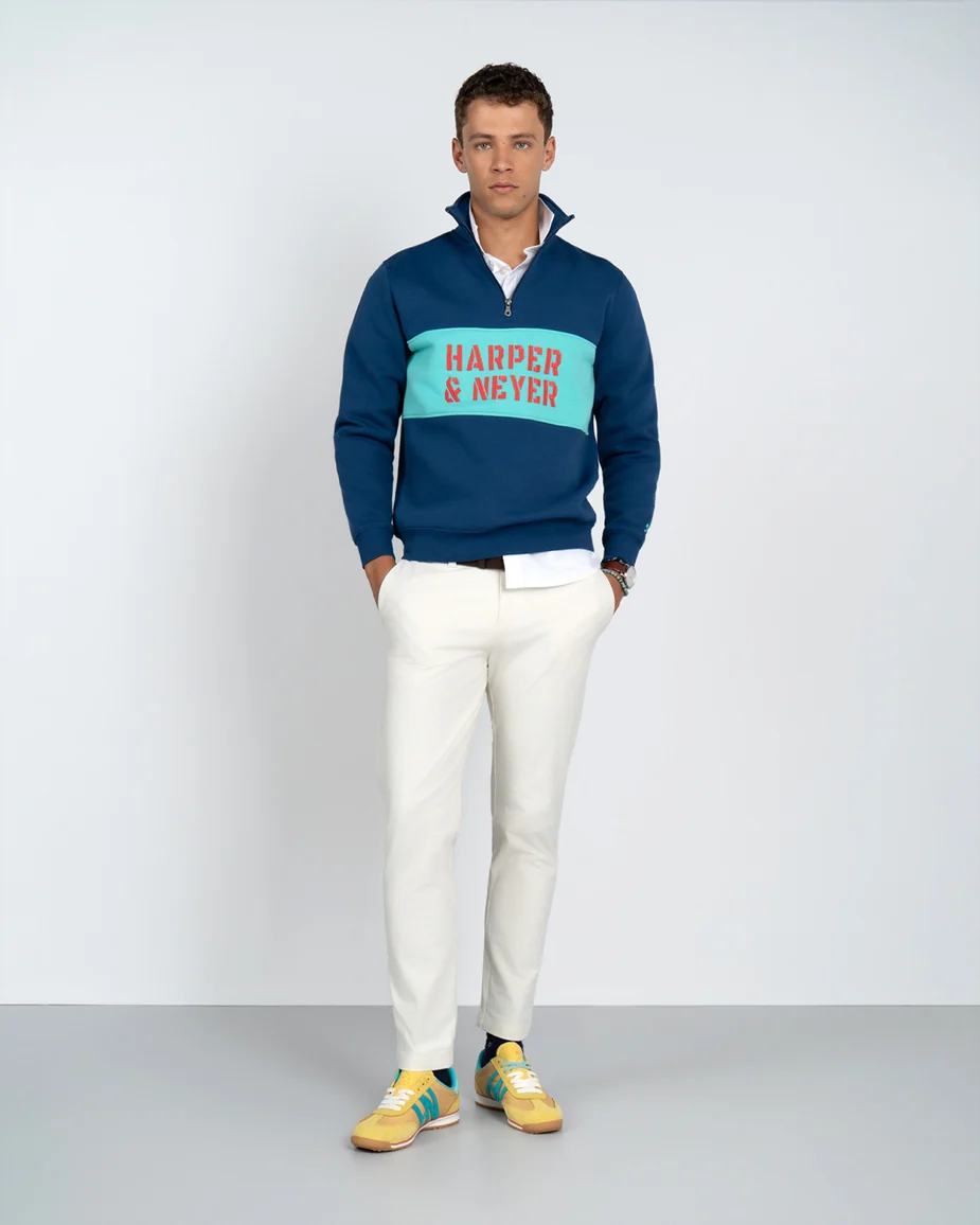 SUDADERA HALF-ZIPPER RICHMON VELVET BLUE - Imagen 3